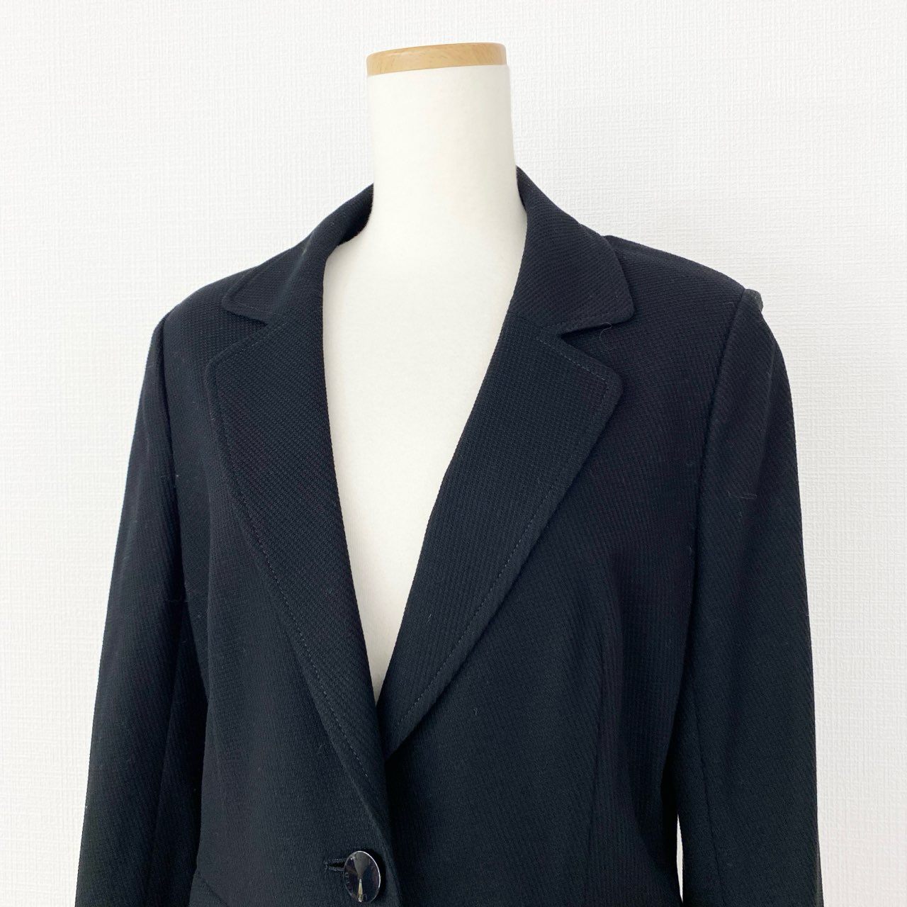 2f14-1 《美品》 LEONARD FASHION レオナール テーラードジャケット ブレザー コットンピケ 美しい花柄プリント切替 0351261 サイズ13AR ブラック コットン100% レディース