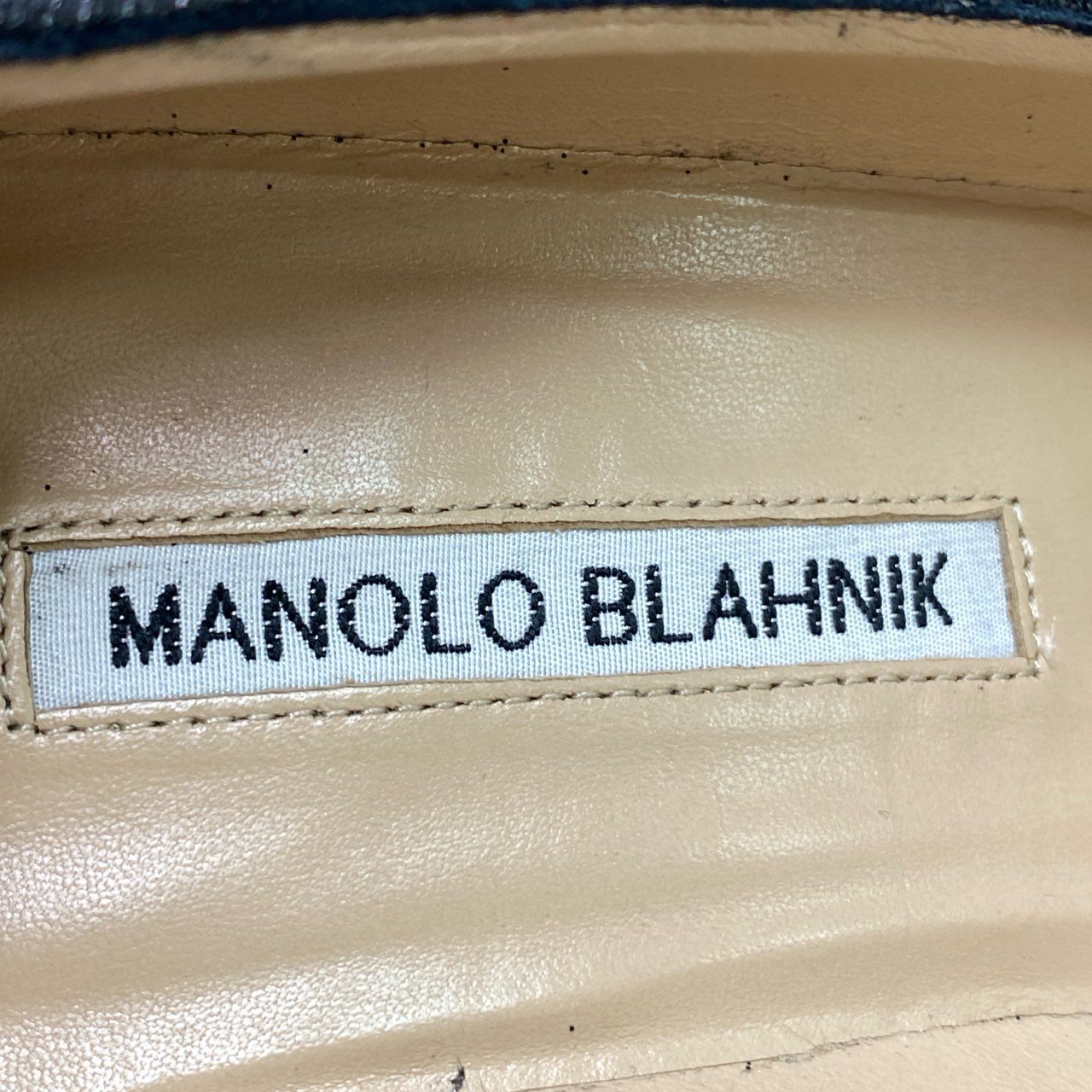 6d21 MANOLO BLAHNIK マノロブラニク HANGISI FMC ハンギシ ラインストーン グリッターラメパンプス 38 ブラック セレモニー パーティ 結婚式 シューズ 箱付き