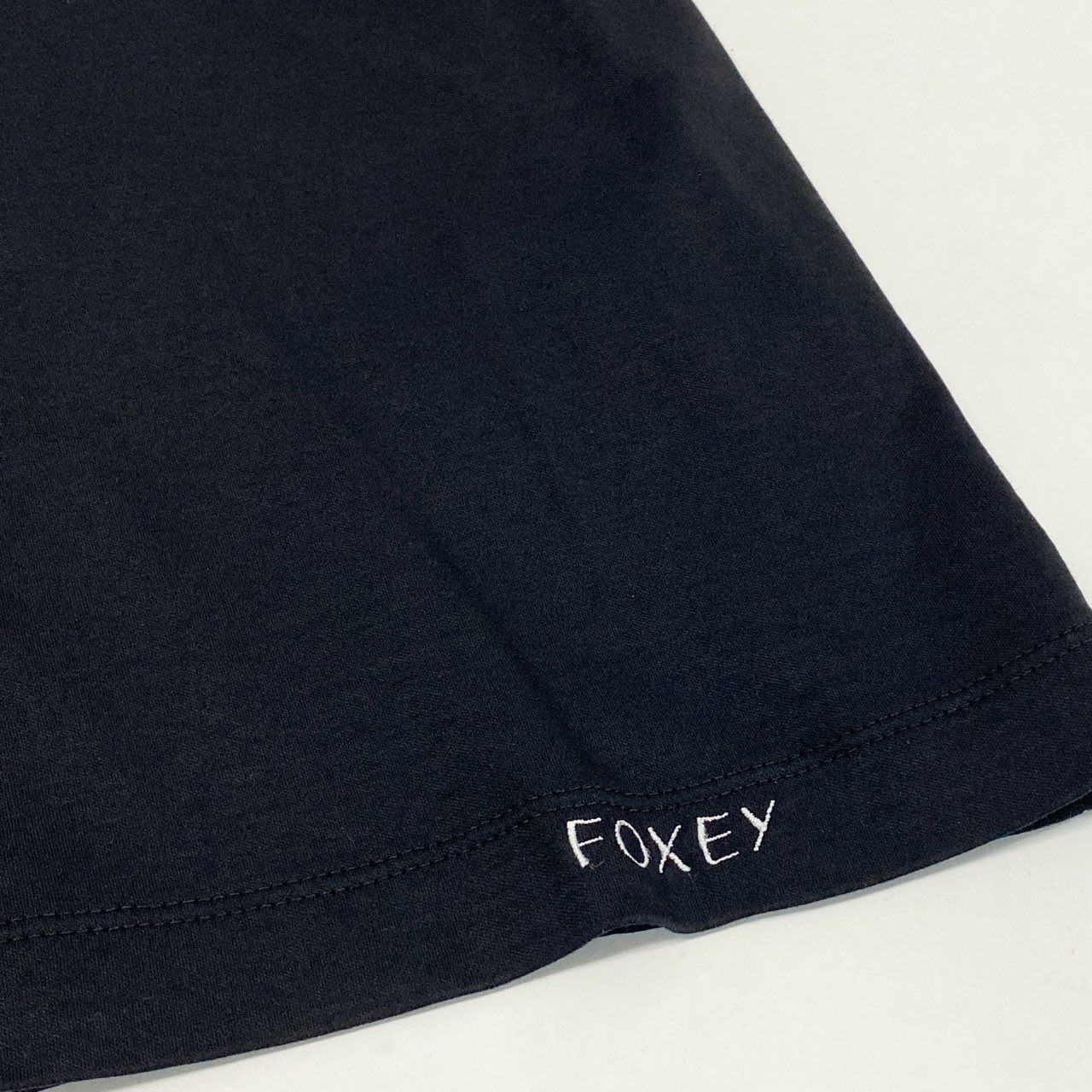 64d30 FOXEY NEW YORK フォクシーニューヨーク 半袖カットソー Tシャツ トップス 白襟 サイズ38 ブラック 襟取外し可能 レディース