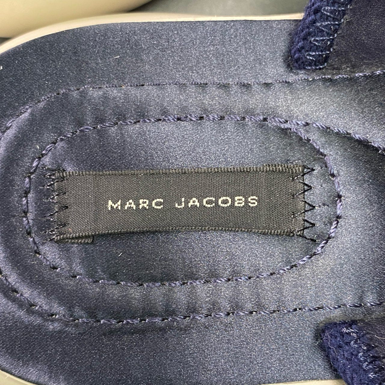 7b7 MARC JACOBS マークジェイコブス DAMASK エマーソン ポンポン スポーツサンダル リラックスサンダル フラット ダマスク柄 38 ネイビー