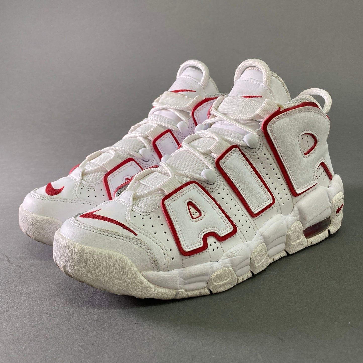 8l25 NIKE ナイキ AIR MORE UPTEMPO GS エアモア アップテンポ 415082-108 25 ホワイト レッド レザー シューズ