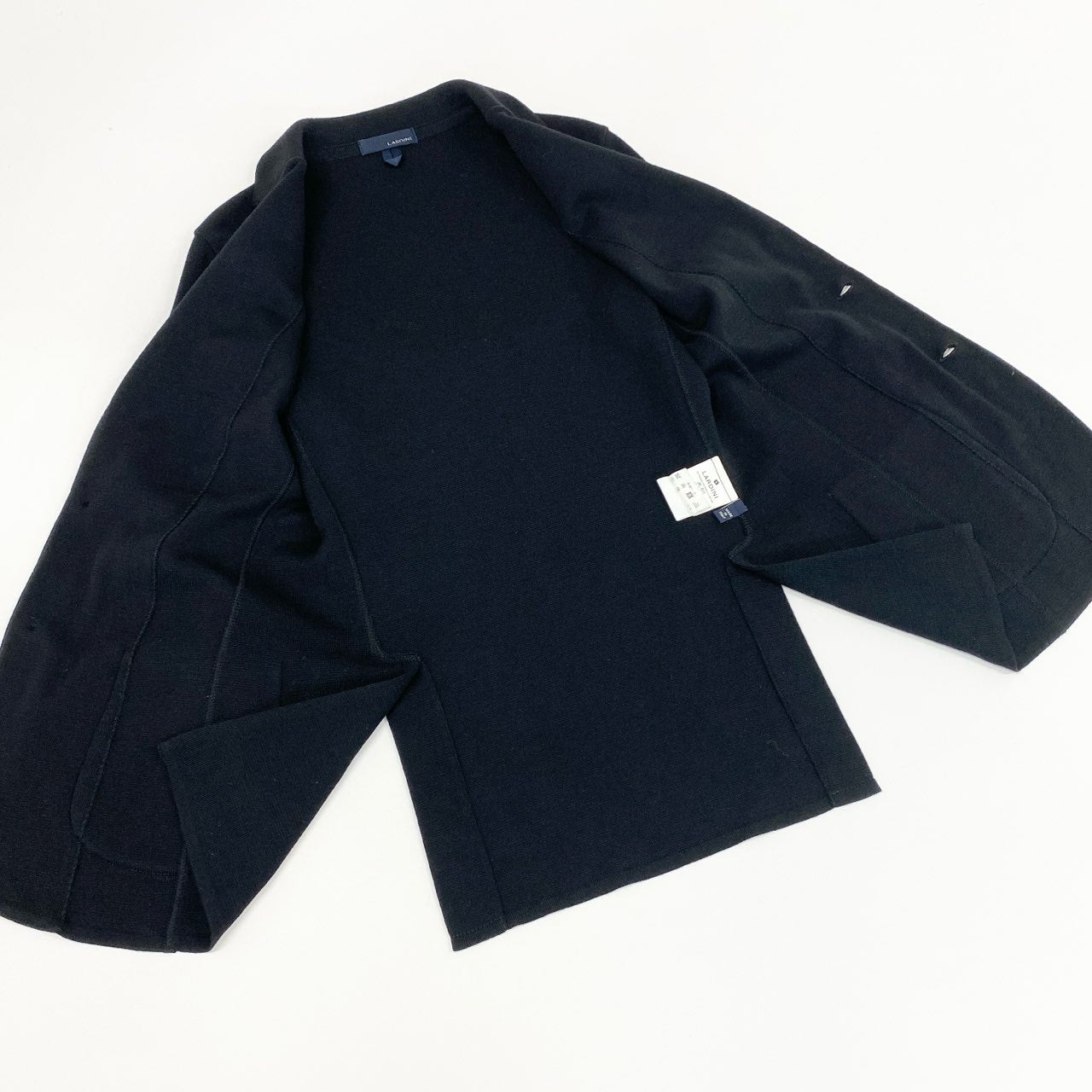 52e23 【イタリア製】LARDINI ラルディーニ 2釦 ニットジャケット テーラードジャケット サイズS ブラック ウール100 メンズ 男性用 ブレザー ドレス