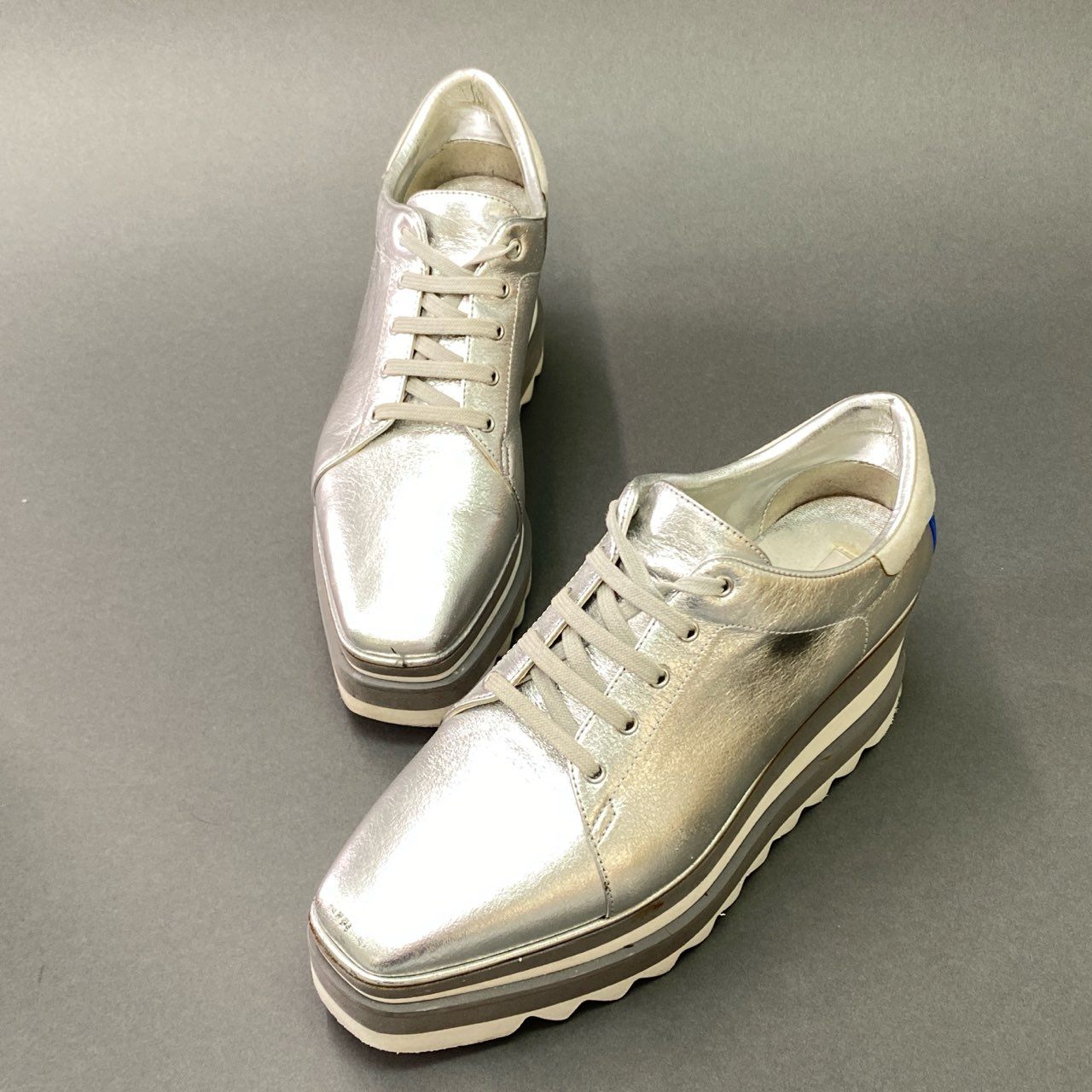 3l19 STELLA McCARTNEY ステラマッカートニー SNEAK ELYSE スニークエリス 厚底 スニーカー 38 シルバー イタリア製 シューズ