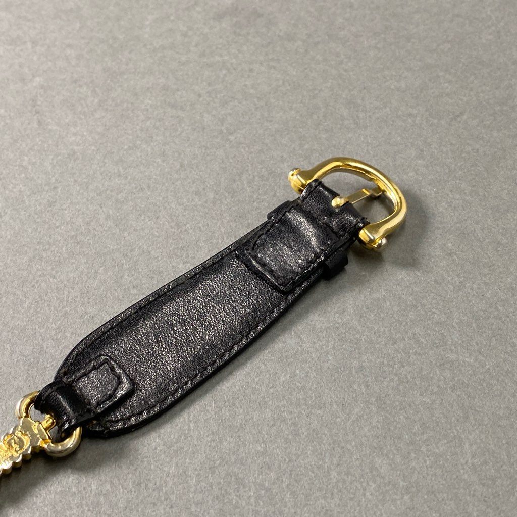 6f23 CELINE セリーヌ ダブルトリオンフ レザーベルト 60 ブラック Leather Belt イタリア製 ゴールド金具