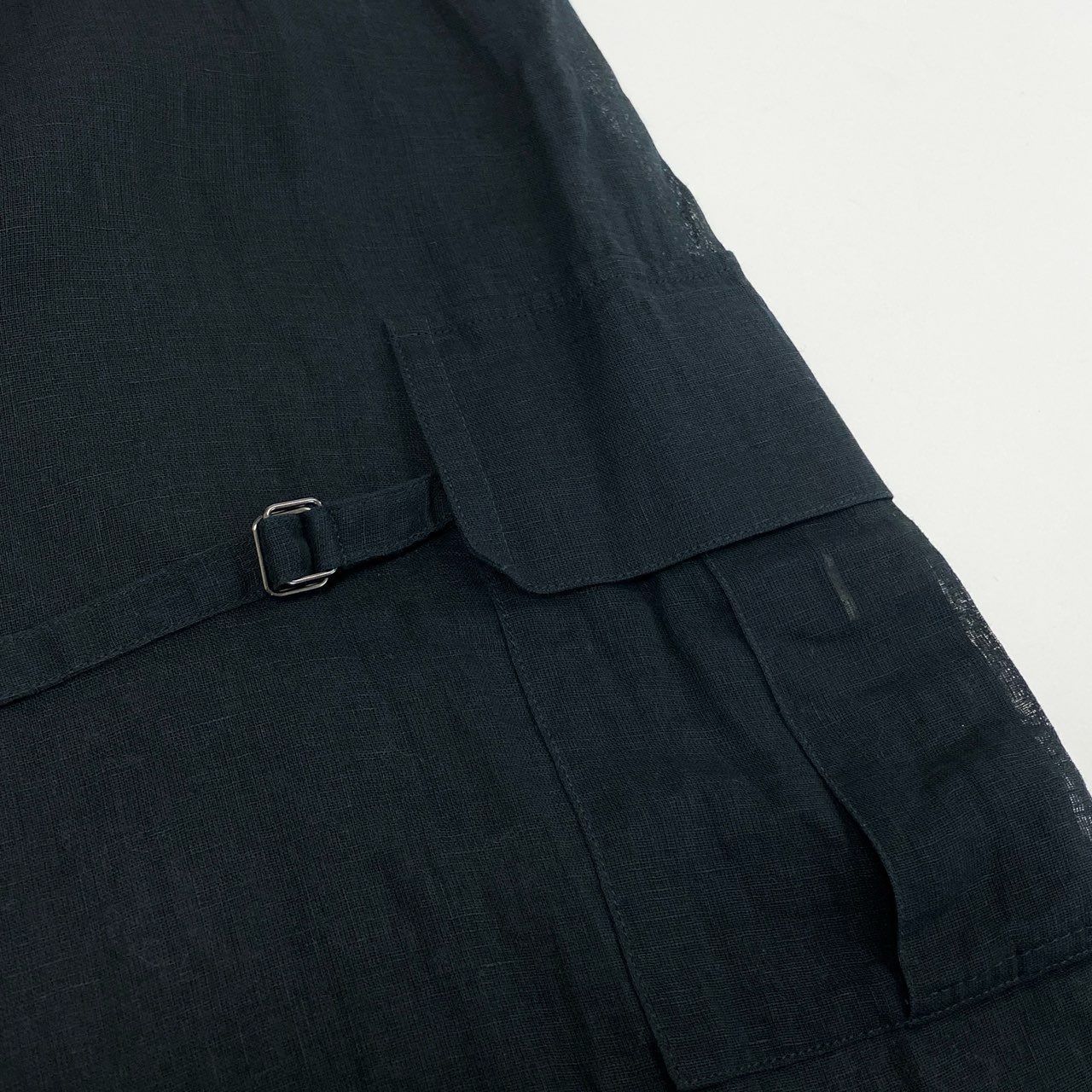 50l6 Y's Red Label ワイズ レッドレーベル 日本製 ロング ジレベスト 羽織 総リネン YD-D55-362 2 ブラック 麻100%