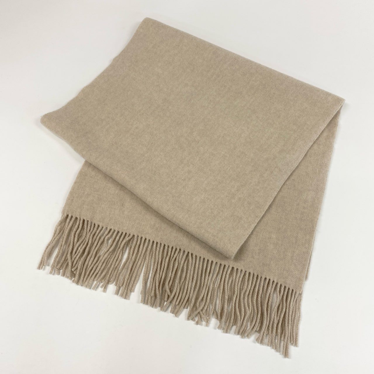 a5 ASAUCE MELER アソースメレ 大判 マフラー ストール ベージュ フリンジ ボリューム◎ 日本製 WOOL ウール MADE IN JAPAN