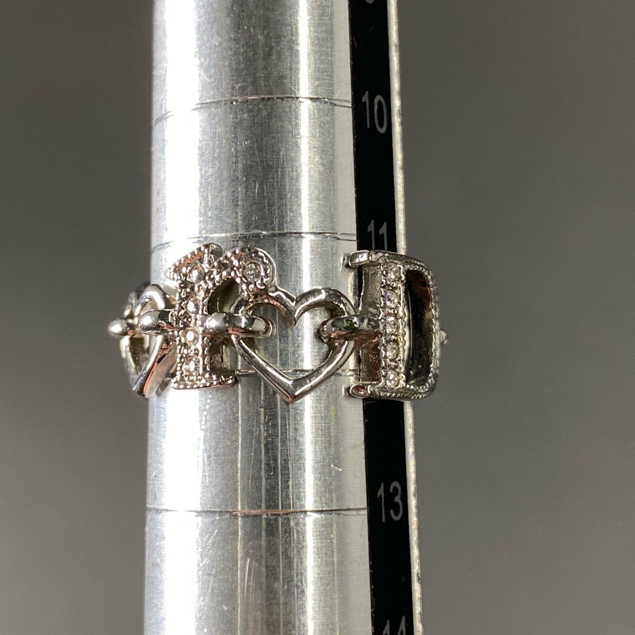 Pf16-1 《美品》 Dior ディオール ラインストーン ハート リング 指輪 12号 ダイヤ ビジュー ジュエリー アクセサリー