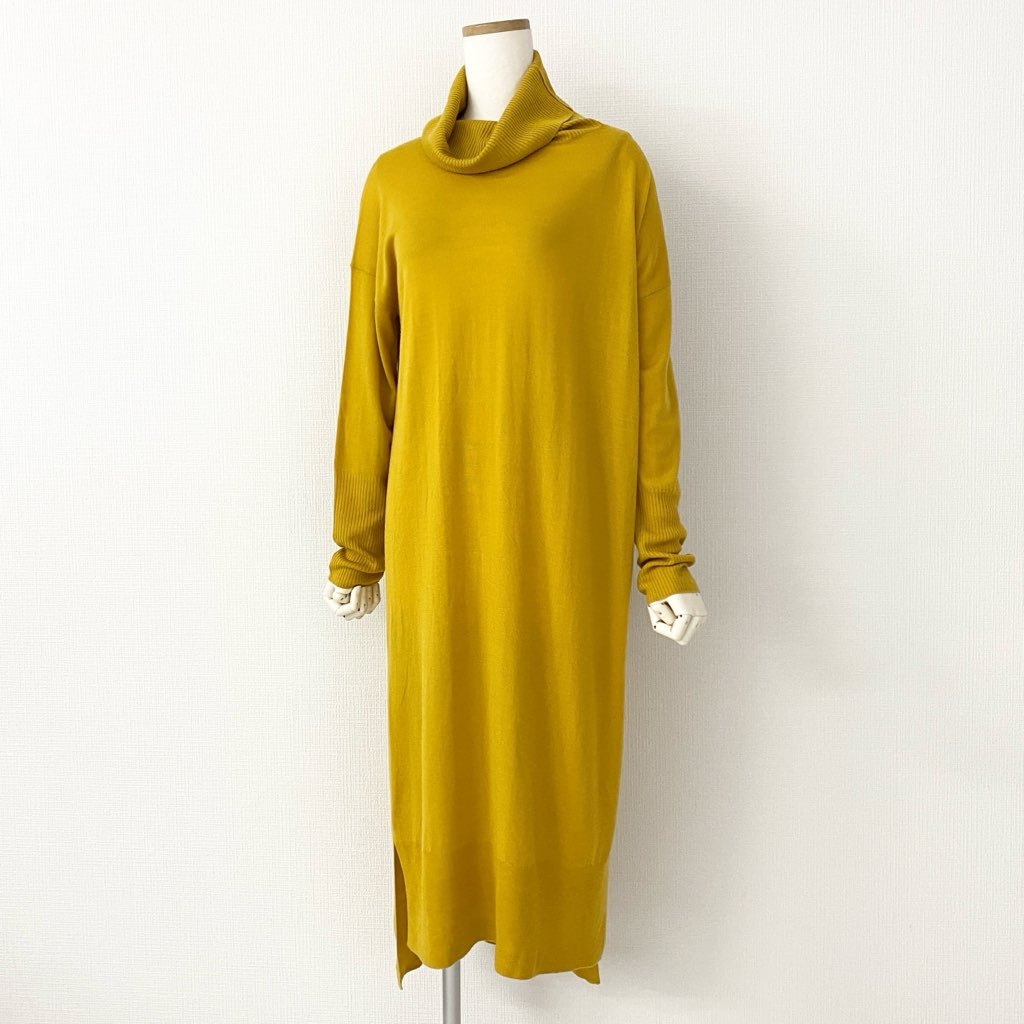 62e5 《新品タグ付き》 TICCA ティッカ ニットワンピース ロングワンピース 0293422192TAIA-192 サイズF イエロー ウール100% レディース