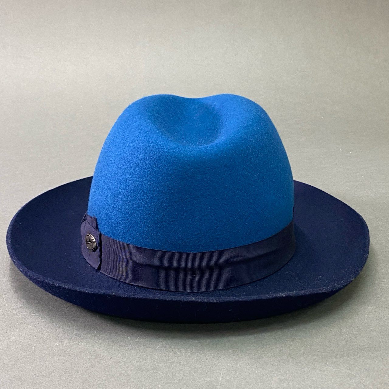 b17 Borsalino ボルサリーノ イタリア製 ウールフェルトハット 61 ブルー ネイビー リボン 帽子