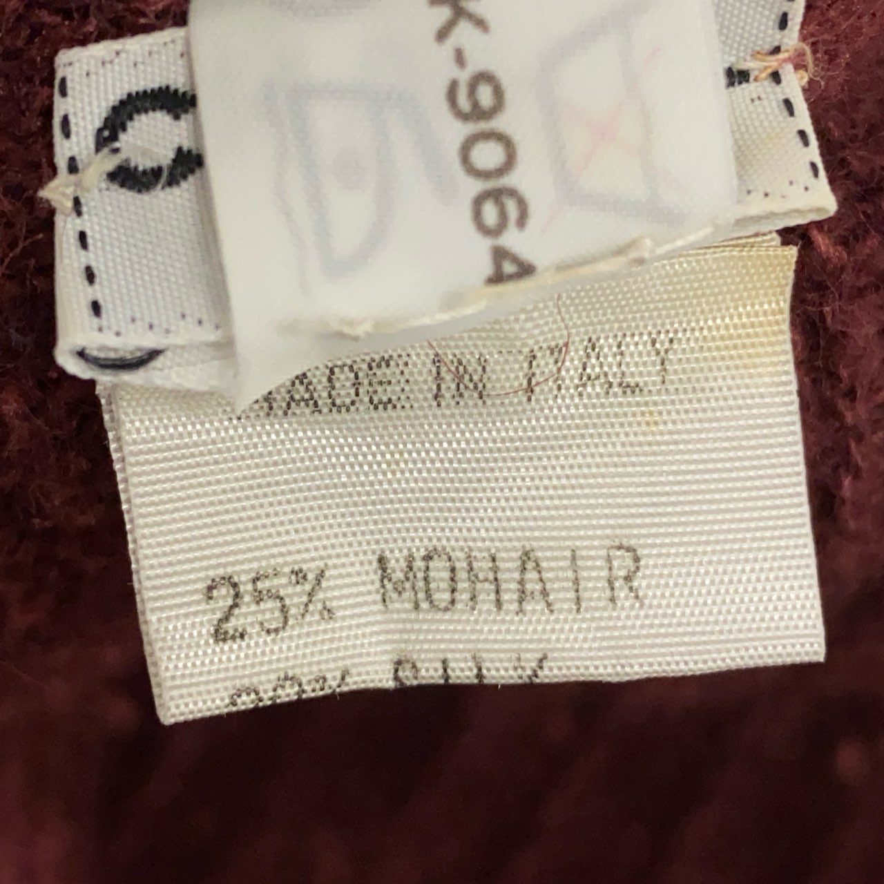 8h4 CHANEL シャネル VINTAGE 金ボタン セットアップ カーディガン 羽織 スカート モヘア Sサイズ ボルドー レディース
