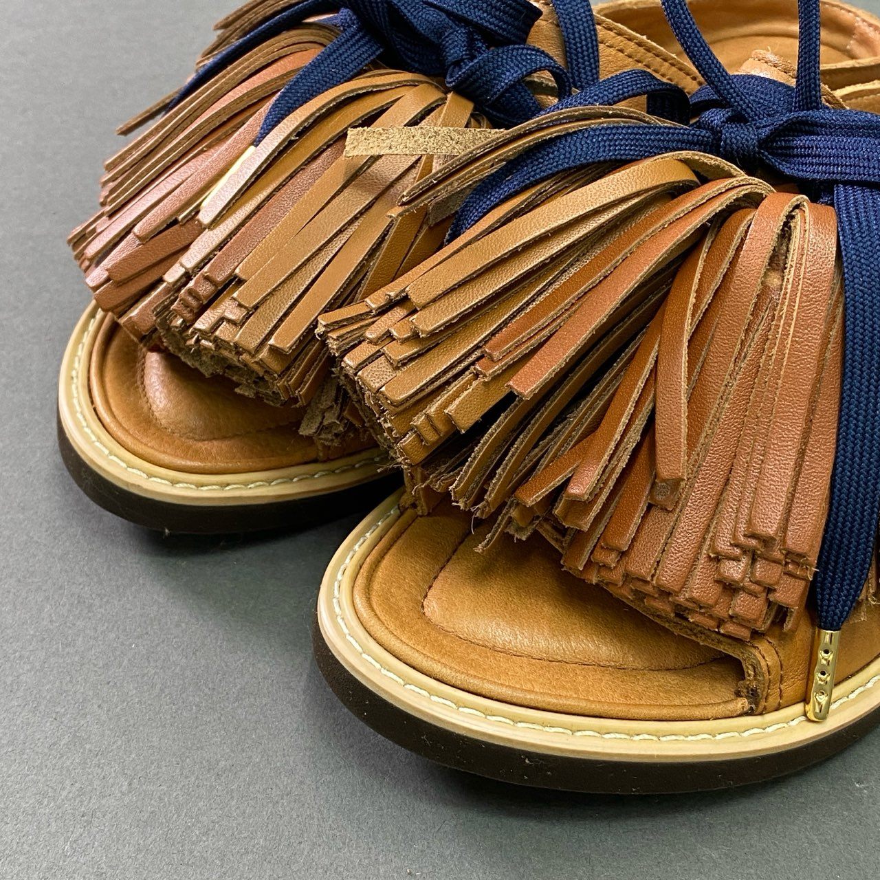 1e26 《極美品》 ZUCCa ズッカ ボリュームタッセル レザーサンダル M ブラウン Leather シューズ 夏