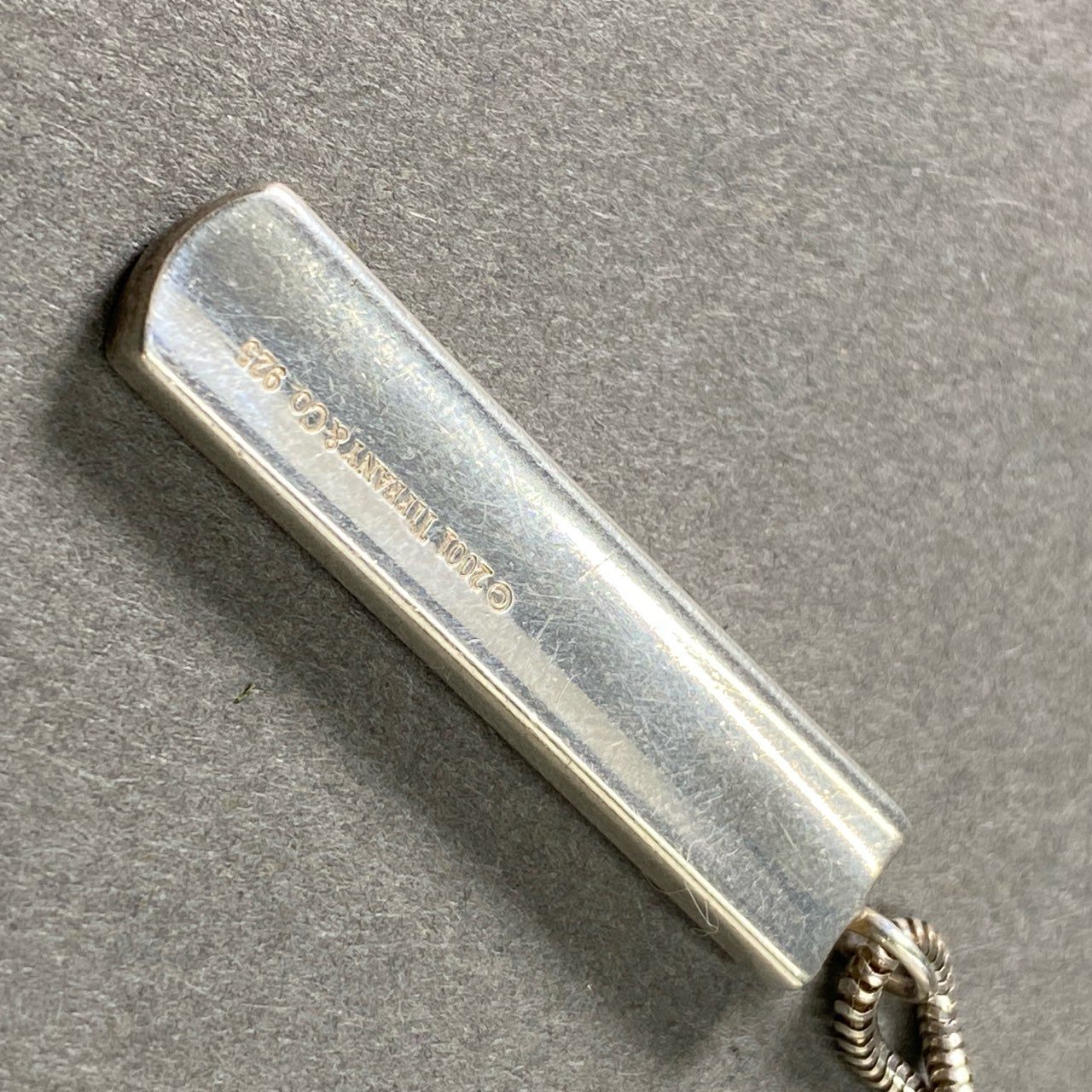 2e12 TIFFANY&Co ティファニー 1837プレートバー ペンダントネックレス シルバー 925 スネークチェーン アクセサリー