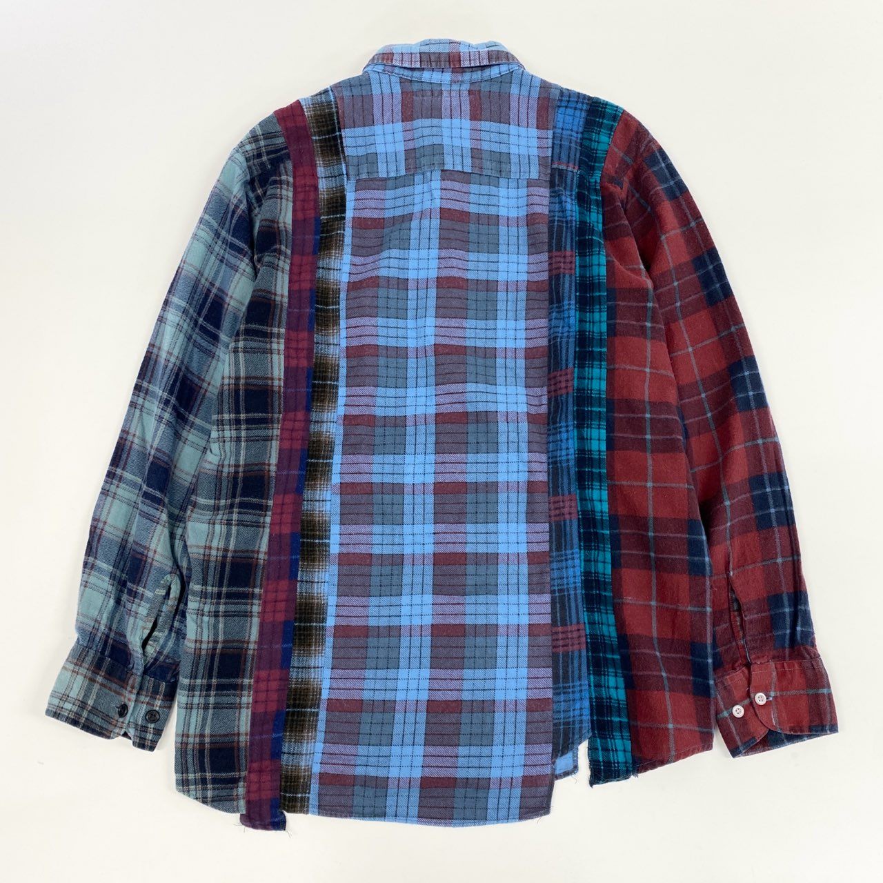 77j28 Rebuild by Needles リビルド バイ ニードルズ 再構築シャツ 長袖シャツ チェック  5-44-1 Lサイズ ブルー系 メンズu02t