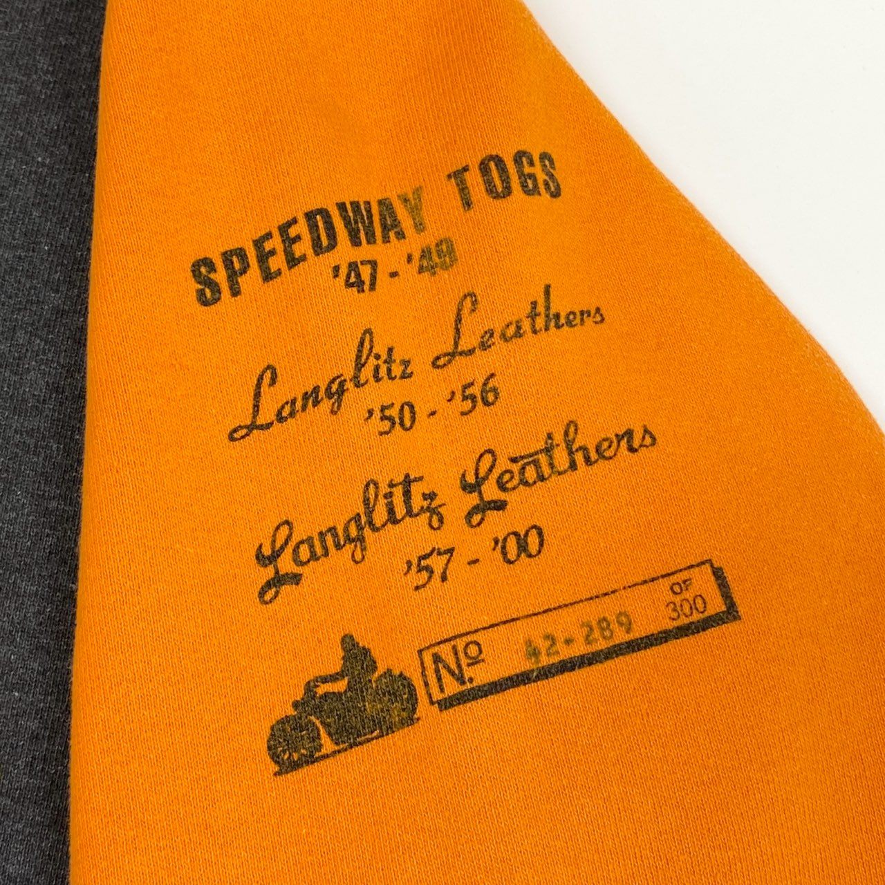 64g4 LANGLITZ LEATHERS ラングリッツレザー 2トーン ラグランスウェット コットン カナダ製 クラシック ストリート メンズ 男性用 グレー×オレンジ