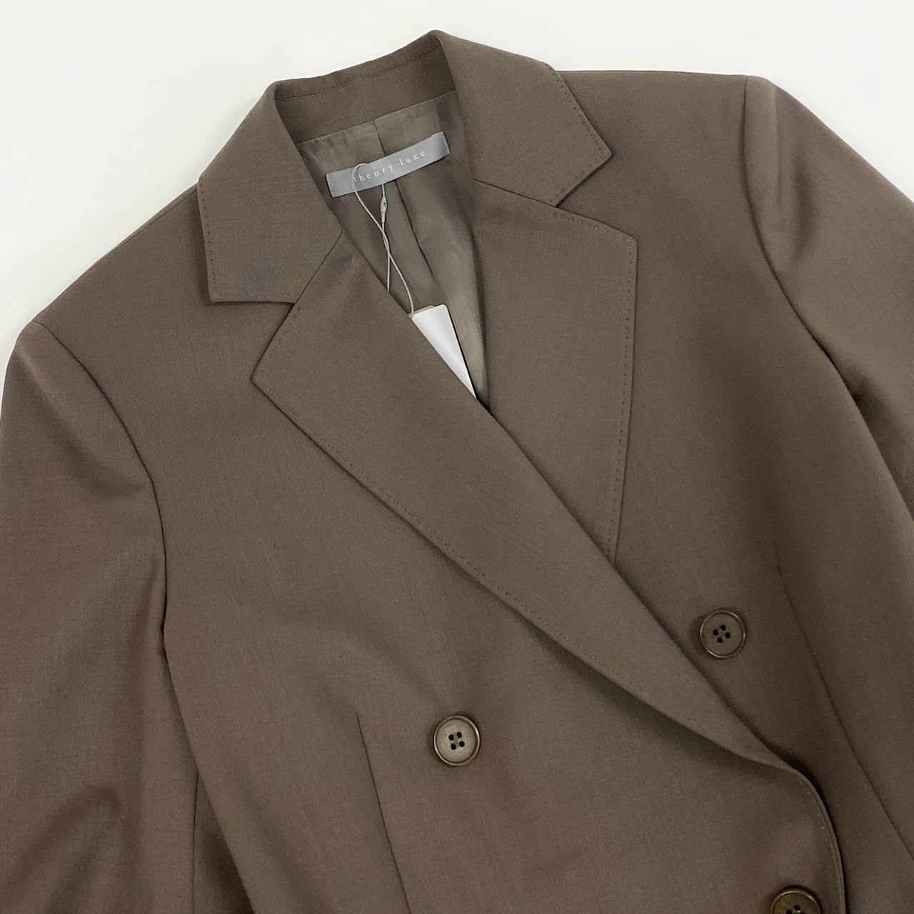 19k28 theory luxe セオリーリュクス 22AW ダブルテーラードジャケット ダブルボタン フォーマルジャケット イタリア製生地☆ ウール混 レディース 2304110 36 ブラウン系
