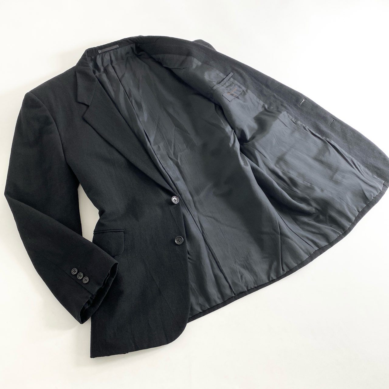 31h30 90s COMME des GARCONS HOMME コムデギャルソンオム 縮絨ウール テーラードジャケット ブレザー ストライプ HJ-05021L L ブラック ウール100% AD1992 メンズ