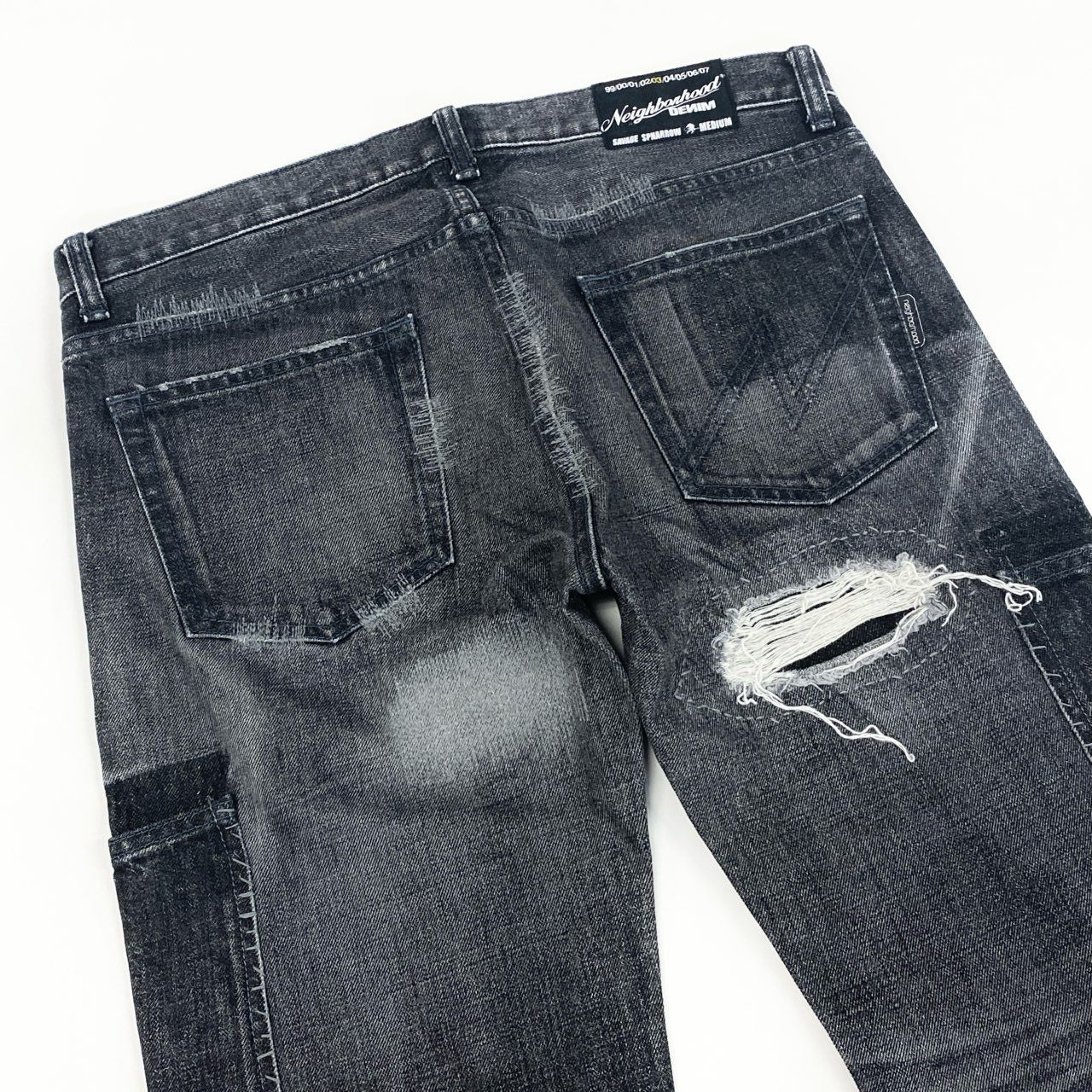 65e2 NEIGHBORHOOD ネイバーフッド Y2K SAVAGE DENIM サベージデニム パンツ ボトムス ダメージ加工 M ブラック コットン