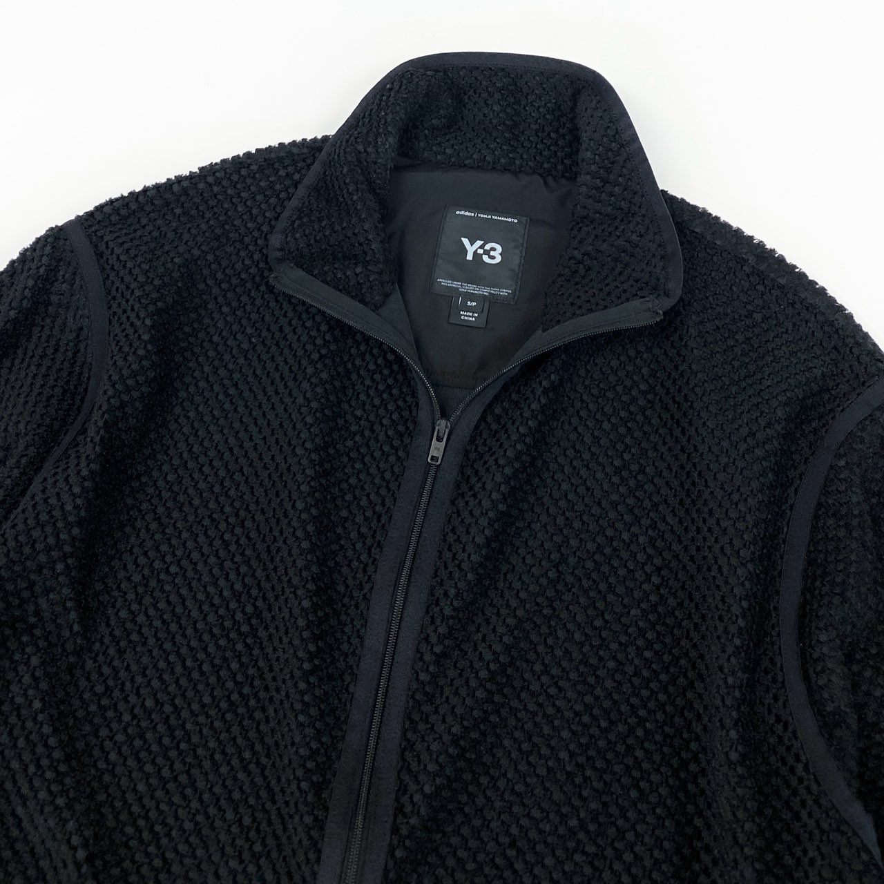 14f12 Y-3 ワイスリー アディダス ヨウジヤマモト WAFFLE WA SHIRT ワッフルワープニットジャケット ブルゾン オーバーサイズ メッシュ IW7496 Sサイズ ブラック 画像参照 メンズ