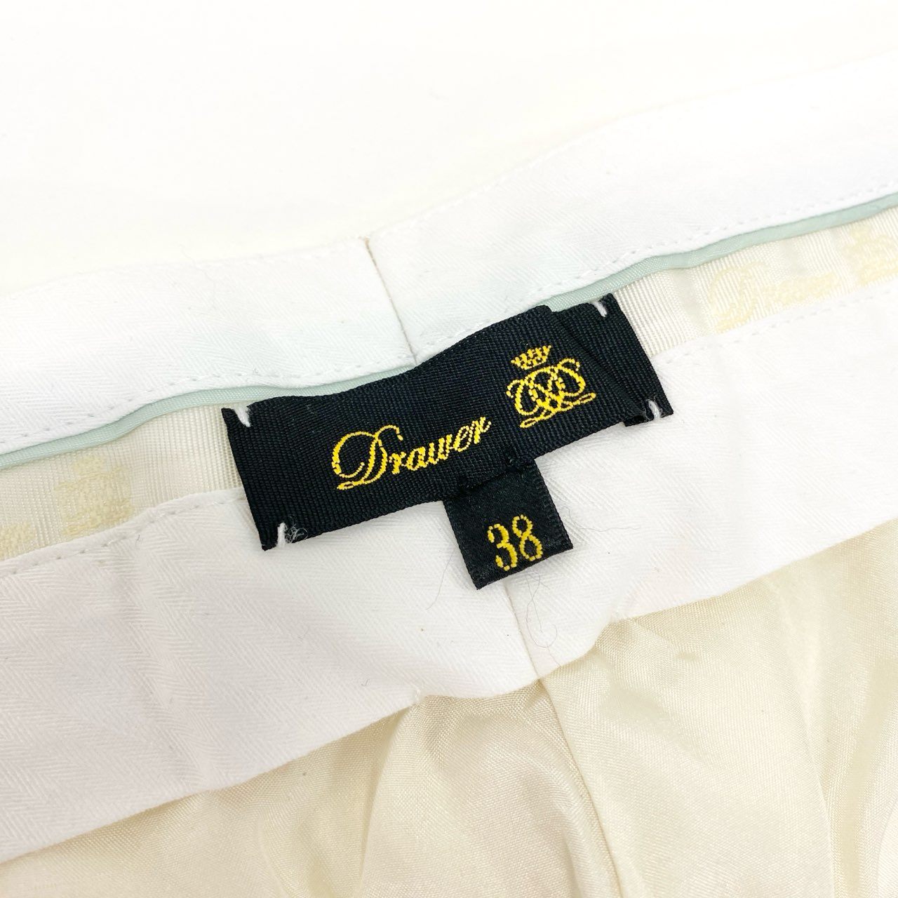 23i17 Drawar ドゥロワー フラノパンツ スラックス テーパードパンツ 6514-236-1251 サイズ38 アイボリー系 ウールカシミヤ レディースu02t