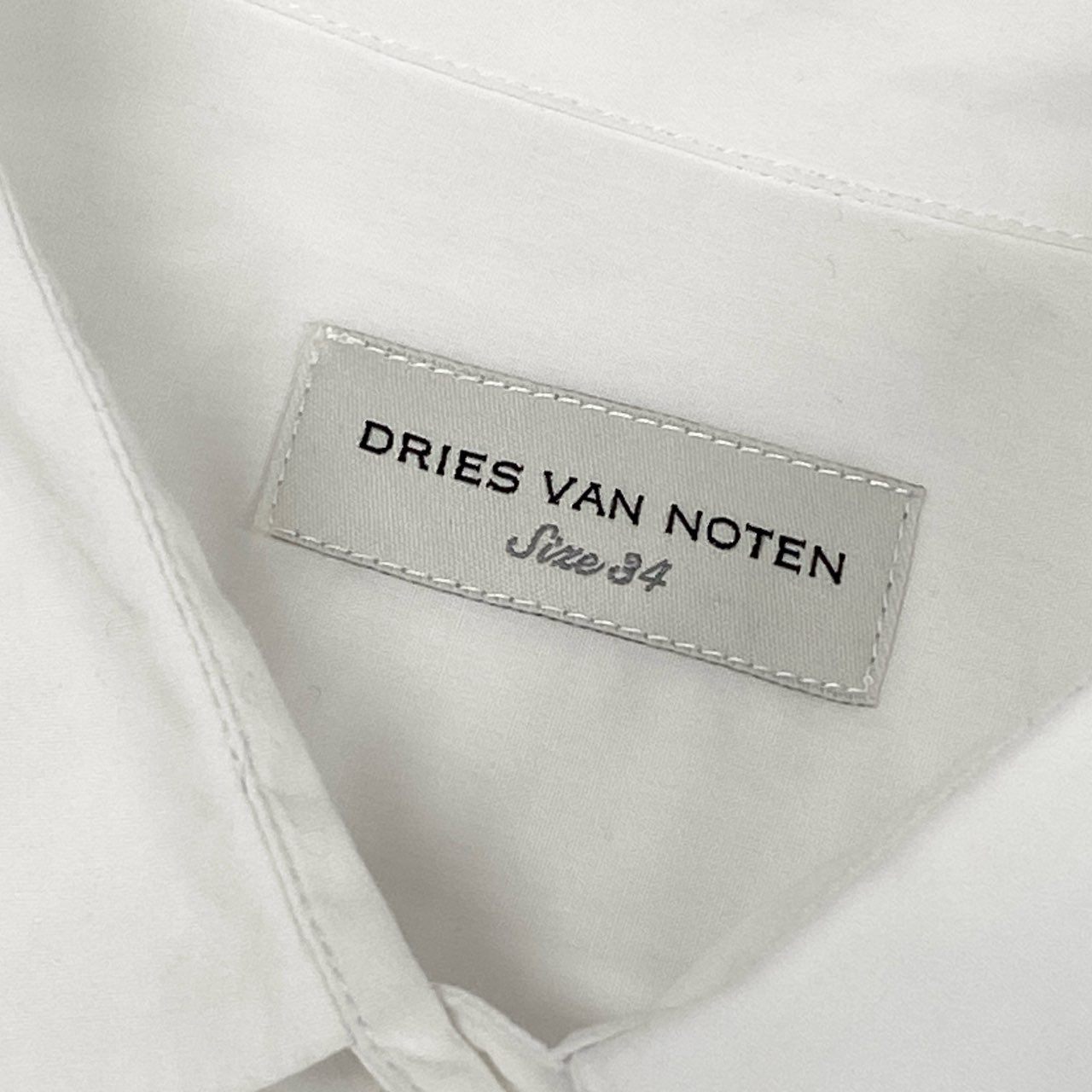 54d8 DRIES VAN NOTEN ドリスヴァンノッテン レース刺繍 長袖 シャツワンピース ドレス ブラウス トップス 34 ホワイト コットン