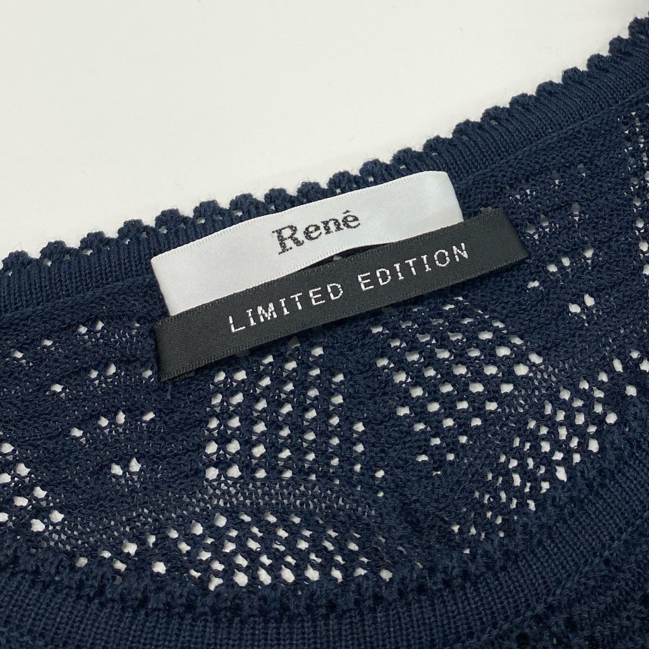 50l6 《美品》 Rene ルネ LIMITED EDITION コットンニット ノースリーブワンピース ドレス 日本製 6822860 34 ネイビー