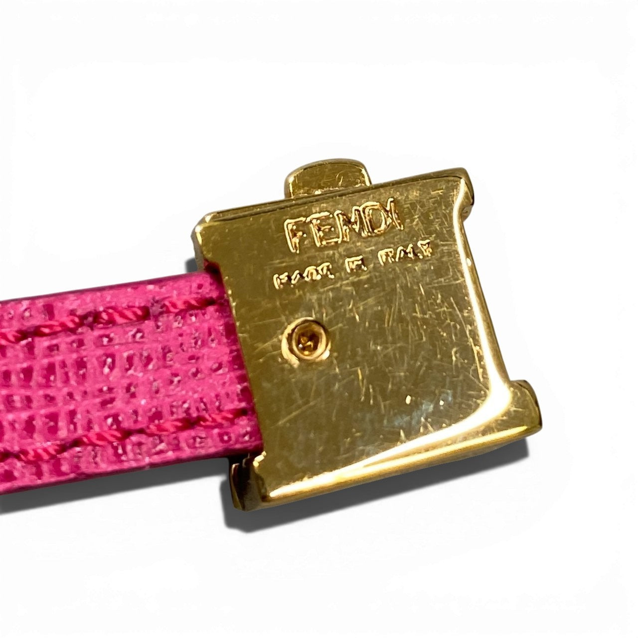 a6 FENDI フェンディ ネックレス チョーカー ブレスレット アクセサリー FFロゴ ピンク ゴールド レザー 本革 レディースk02i