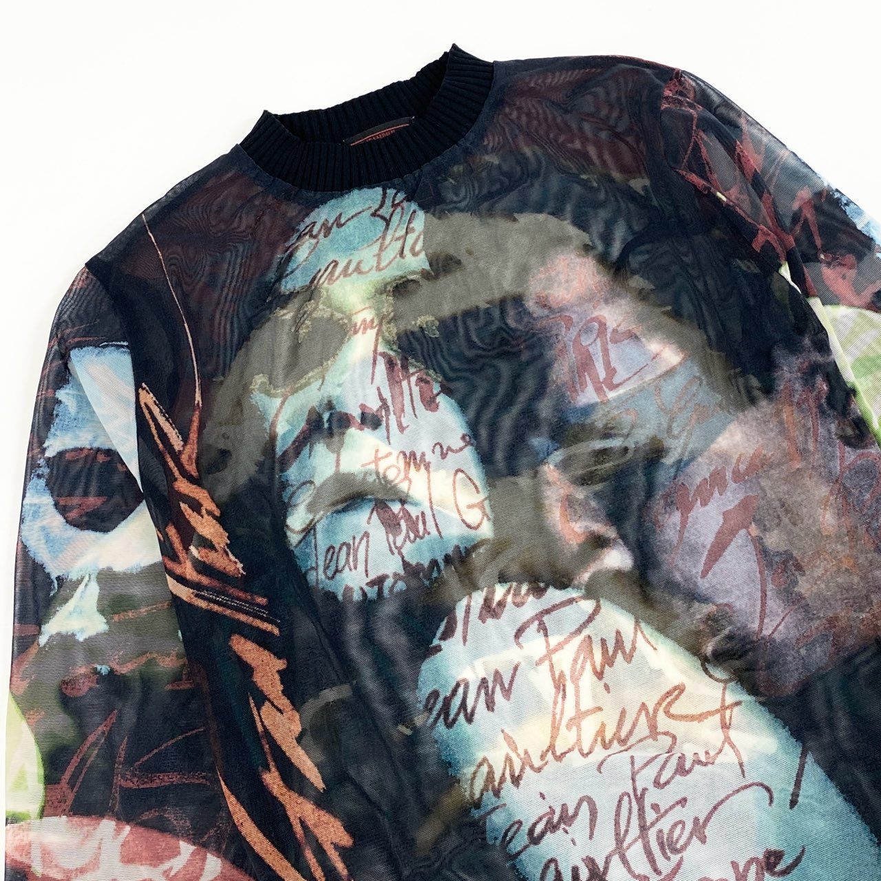 52d10 Jean Paul GAULTIER CLASSIQUE ジャンポールゴルチエ 98-99 パワーネット セカンドスキン 長袖Tシャツ カットソー トップス 90s アーカイブ サイズ40 マルチカラー レディース 日本製