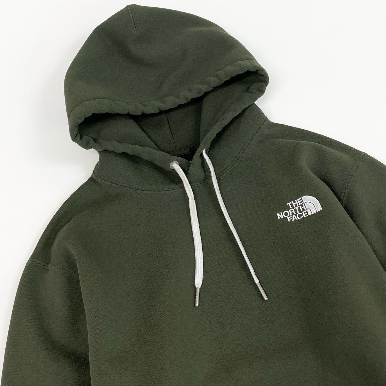 40d28 THE NORTH FACE ザノースフェイス Square Logo Hoodie スクエアロゴフーディ プルオーバー パーカー ロゴ刺繍 NT62338 L カーキ