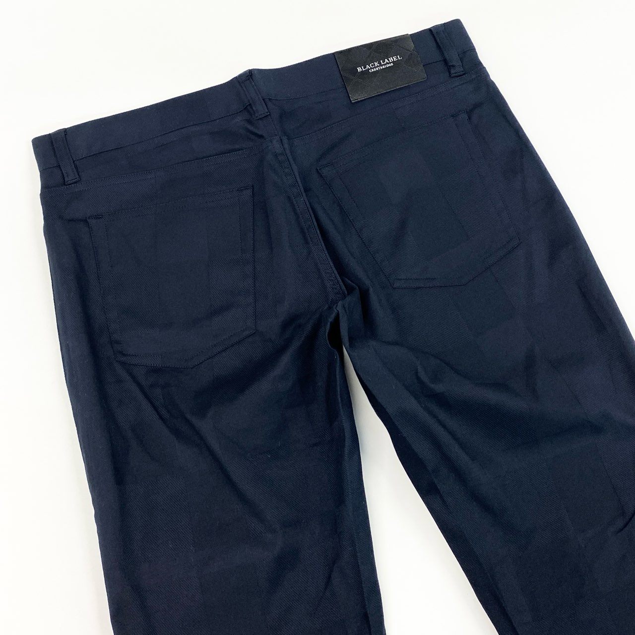 52d18 《新品タグ付き》 BLACKLABEL CRESTBRIDGE ブラックレーベルクレストブリッジ チェックパンツ 5ポケットパンツ ストレートパンツ サイズL ネイビー メンズ