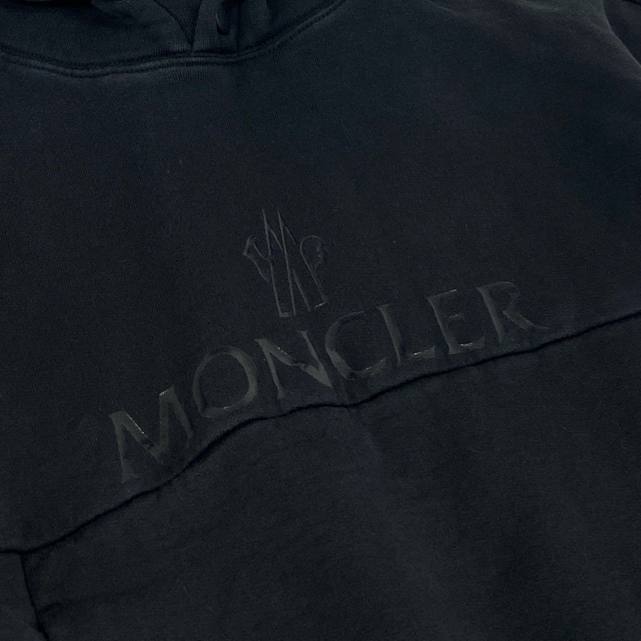 7f11 MONCLER モンクレール FELPA CON ロゴプリント パーカー フーディ プルオーバー G20918G00025 S ブラック コットン