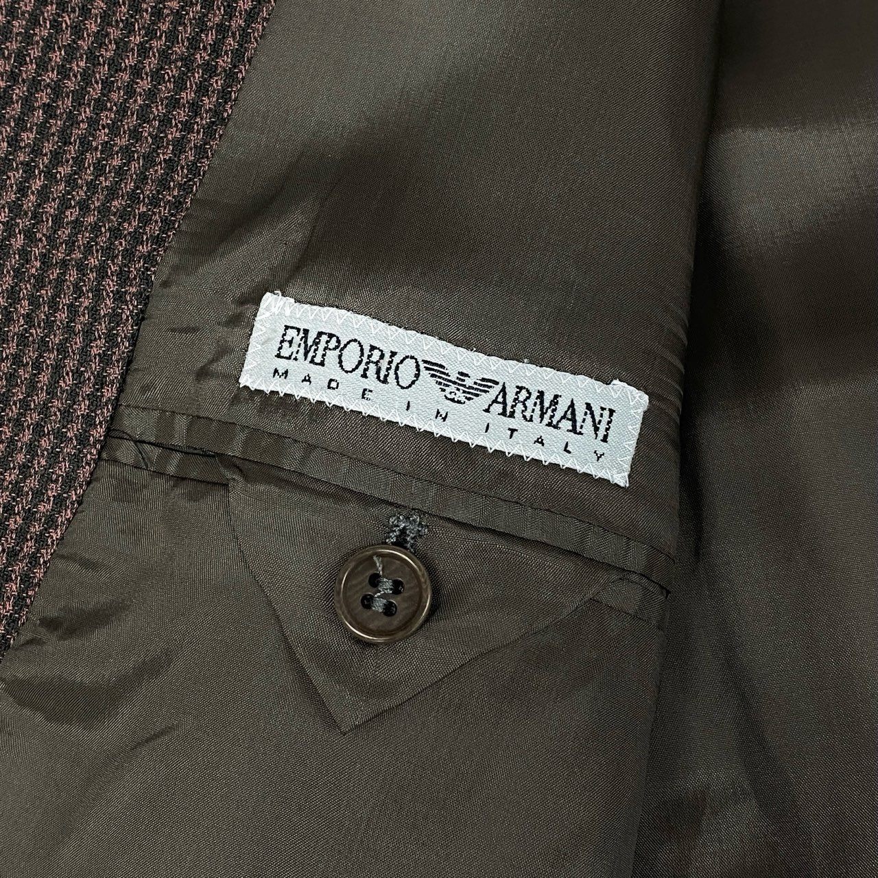 32i9 EMPORIO ARMANI エンポリオアルマーニ テーラードジャケット イタリア製 スーツ フォーマル 千鳥格子柄 メンズ 男性用 紳士服 D1V3051 50 ブラウン系u02t