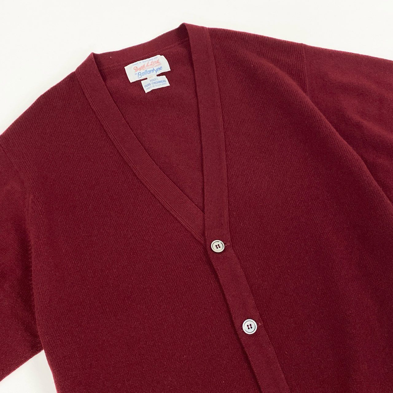 65g18 《美品》 Ballantyne バランタイン Vintage Cashmere Knit Cardigan カシミヤニットカーディガン 46 レッド ヴィンテージ スコットランド製