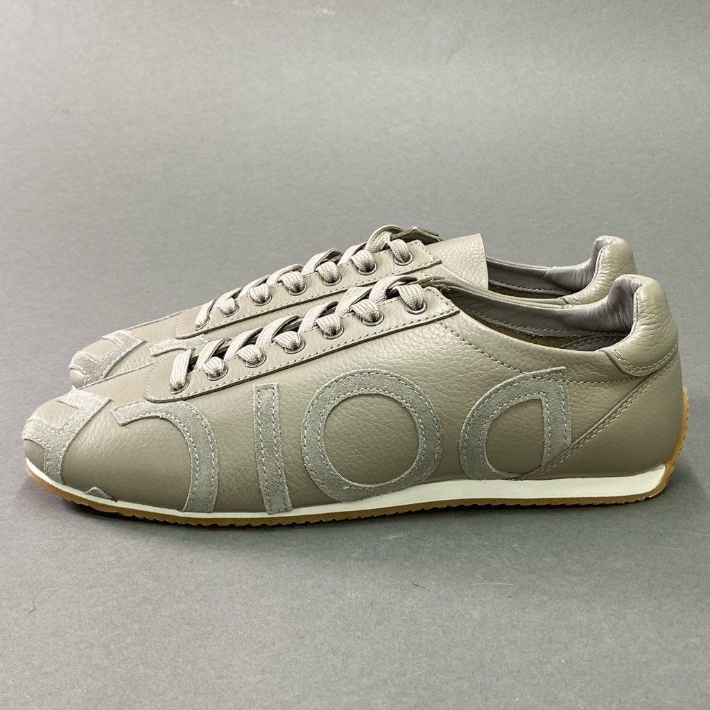 6e10 《未使用品》 DOLCE&GABBANA ドルチェアンドガッバーナ ロゴパッチ ローカットスニーカー 9 グレー レザー シューズ シューズバッグ付き 箱有