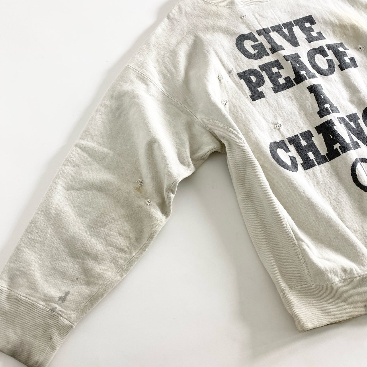 25e26 BOWWOW バウワウ ”YOKO” SWEAT SHIRTS PEACENIK クルーネック スウェット トレーナー ヴィンテージ加工 Lサイズ ライトグレー コットン 日本製