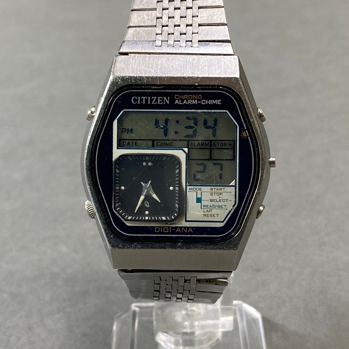 h1 CITIZEN シチズン DEGI-ANA デジアナ メンズ腕時計 41-9559 シルバー ウォッチ 動作確認済みk02i