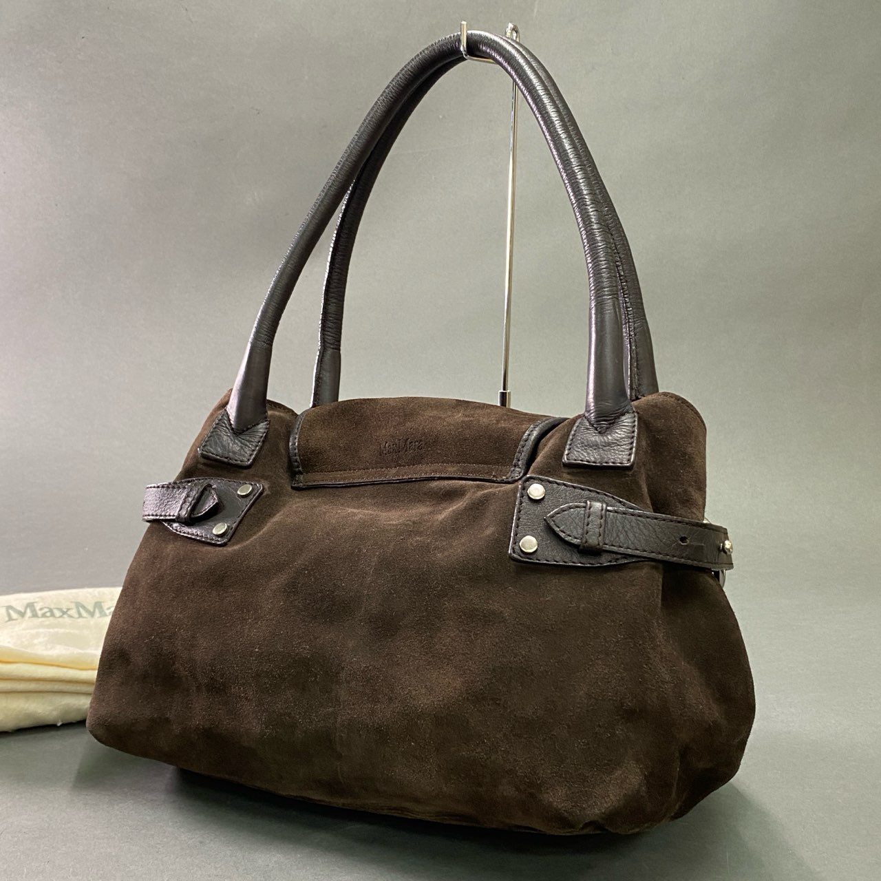 Cb10 Max Mara マックスマーラ スエードレザー ワンショルダーバッグ ブラウン スウェード Leather ハンドバッグ 鞄