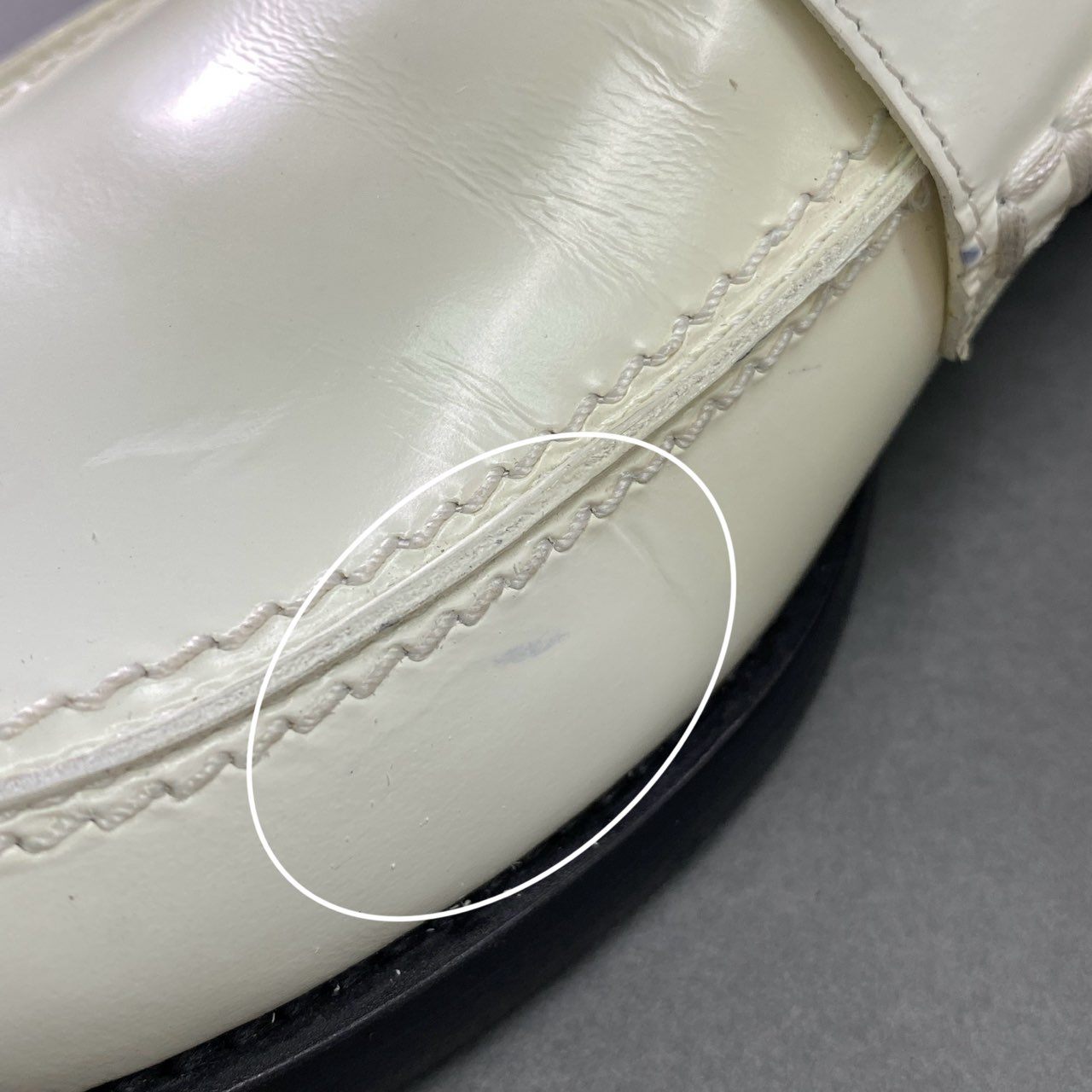 3c10 Maison Margiela メゾンマルジェラ ステッチ コインローファー 36 ホワイト レザー シューズ 革靴 イタリア製