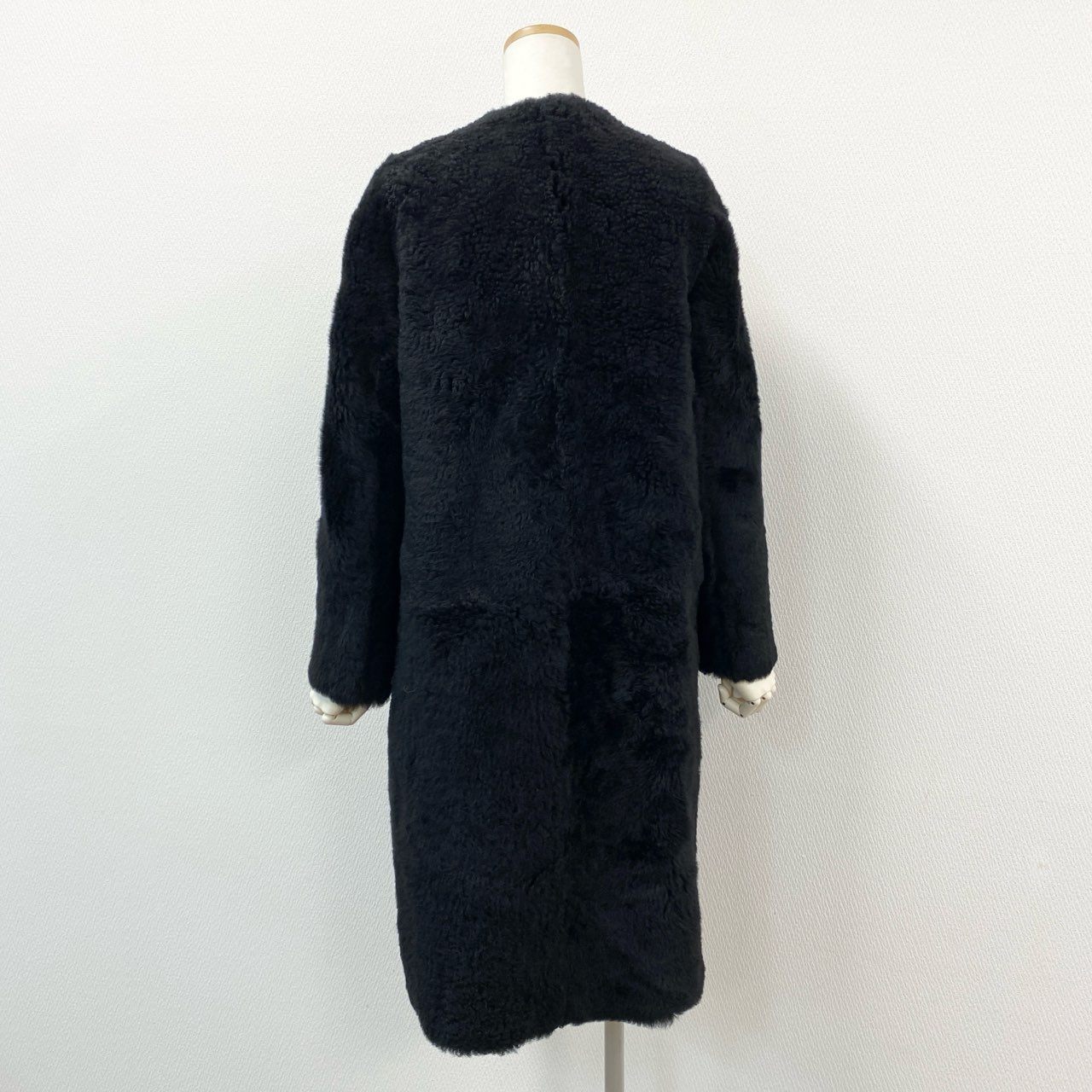 65g18 《美品》 KARL DONOGHUE カールドノヒュー ムートンコート S ブラック ラムレザー シープスキン 英国製