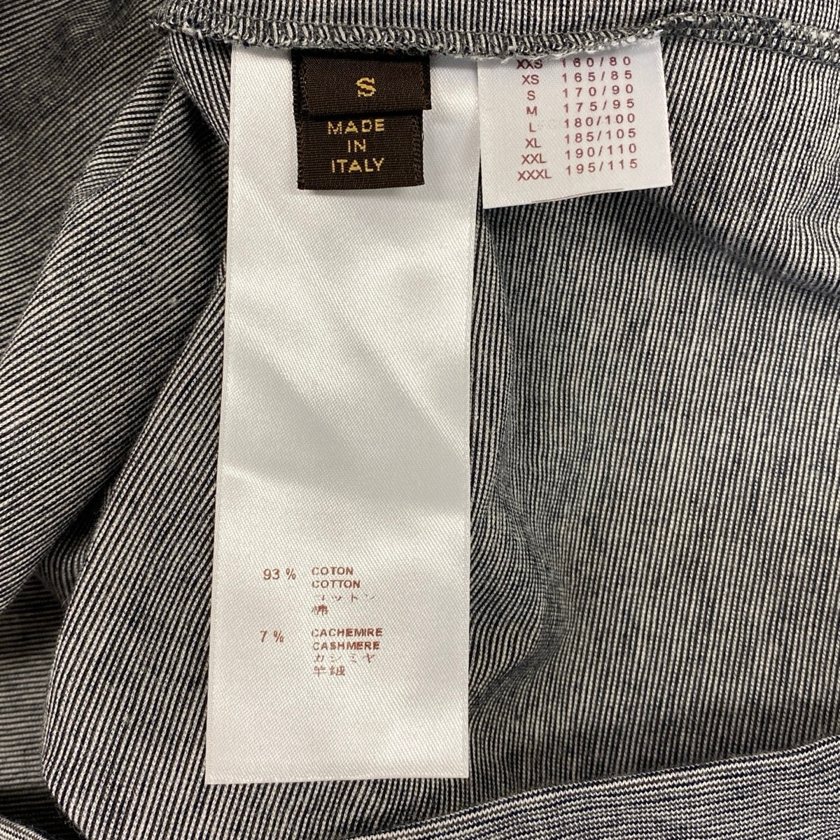 84e29【美品】 LOUIS VUITTON ルイヴィトン クルーネック 半袖Tシャツ 袖切替 バイカラー LVロゴ刺繍 カシミヤ混 サイズS グレー系 メンズ 紳士服u02t