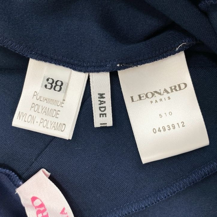80g23 LEONARD レオナール ボトムス パンツ ストレッチ イタリア製 ウエストゴム◎ テーパードパンツ レディース 女性用 0493912 38 ネイビー