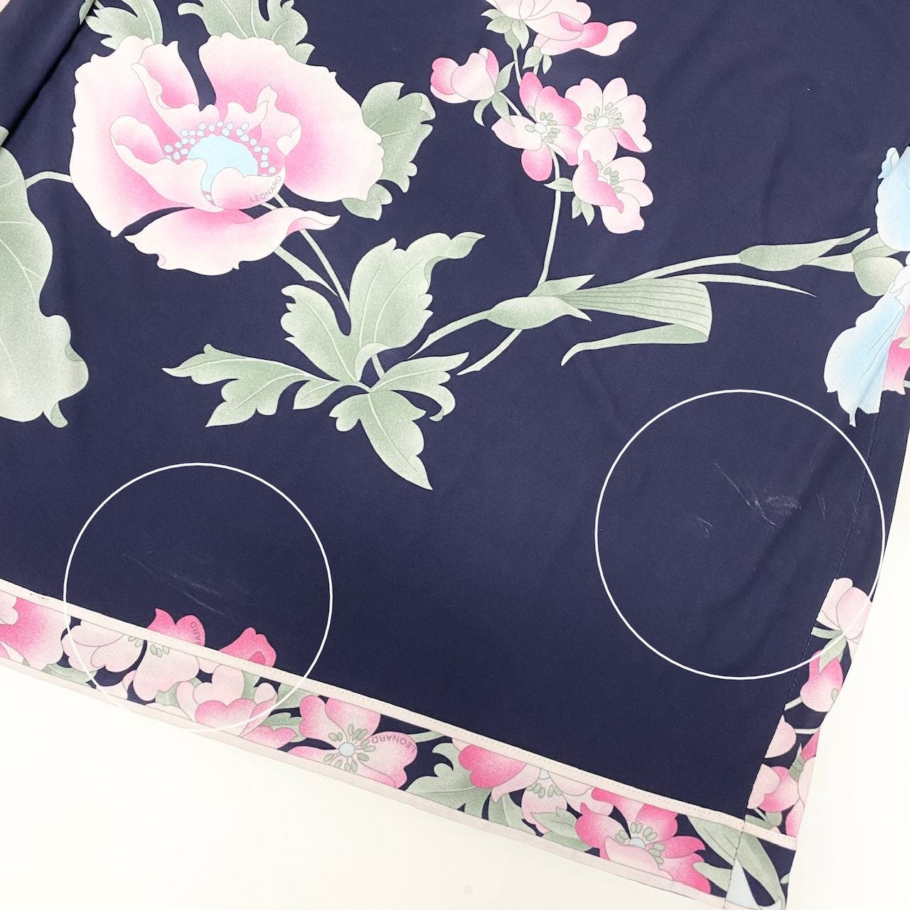 15d12 LEONARD PARIS レオナール ノースリーブワンピース ロングワンピース 美しい花柄プリント イタリア製 サイズ40 ネイビー レーヨン100% レディース 女性用u02t