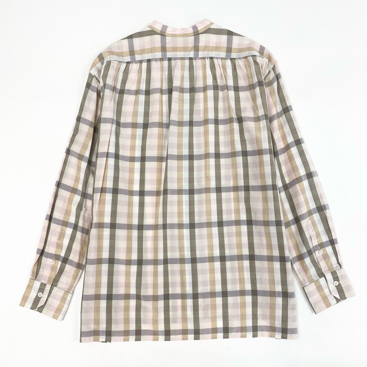 52d10 《美品》 Drawer ドゥロワー スタンドカラーシャツ チェックシャツ 長袖ブラウス トップス サイズ36 マルチカラー コットンシルク レディース ユナイテッドアローズ