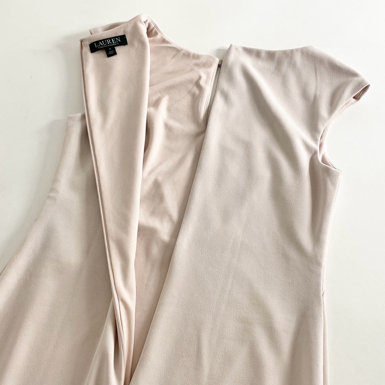 71e14 LAUREN RALPH LAUREN ローレンラルフローレン ノースリーブワンピース ドレスワンピース 膝下ワンピース サイズ4 ネイビー レディース 春夏