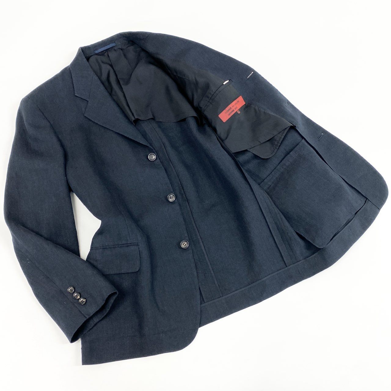 32d11 COMME des GARCONS HOMME DEUX コムデギャルソンオムドゥ テーラードジャケット サマージャケット ブレザー DJ-71031M サイズM ダークネイビー リネン100% AD1997 90s メンズ