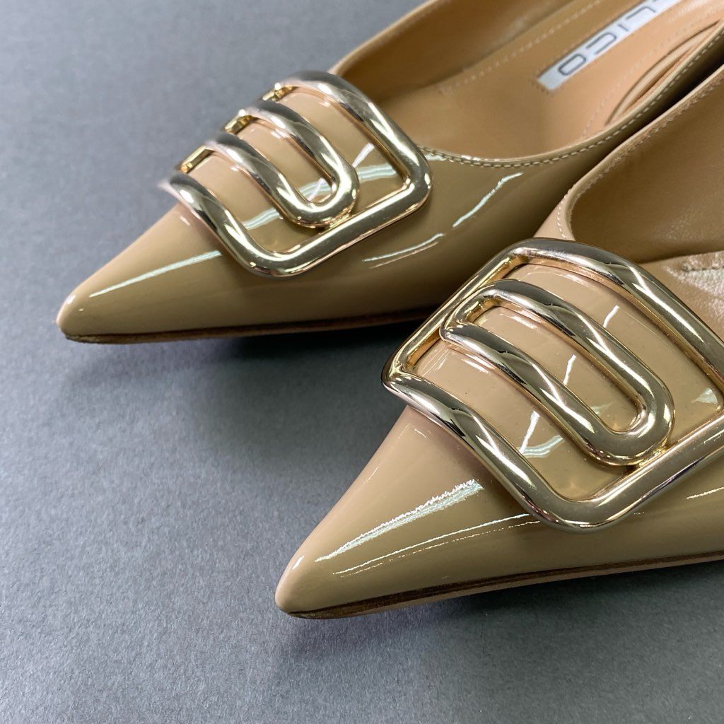 5f7 【美品】 イタリア製 PELLICO ペリーコ パテントレザー ポインテッドトゥ パンプス サイズ36 ベージュ レディース 女性用