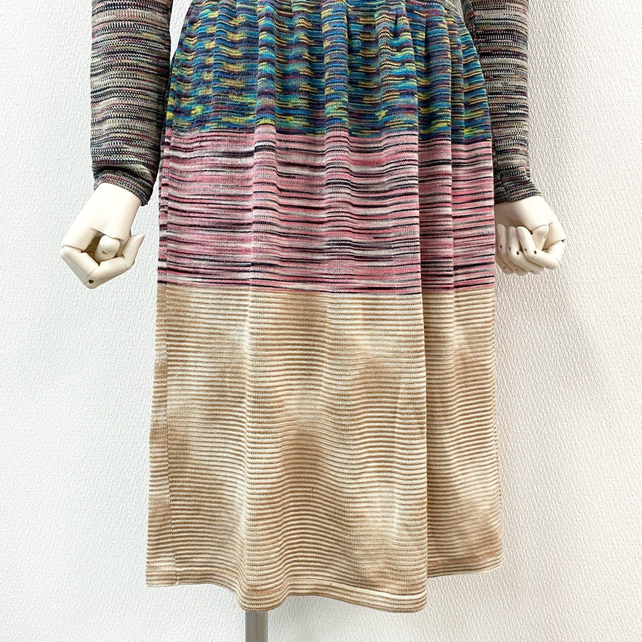 75f24 《美品》 MISSONI ミッソーニ Aライン ニットワンピース 40 マルチカラー セーター イタリア製 トップス 女性服