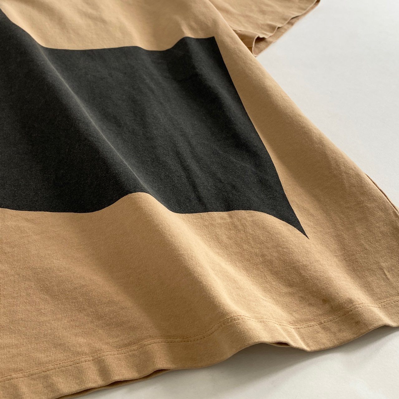 25h8 Marimekko Kioski マリメッコ キオスキ ポルトガル製 クルーネック プリントTシャツ カットソー ショートスリーブ Lサイズ ベージュ コットン