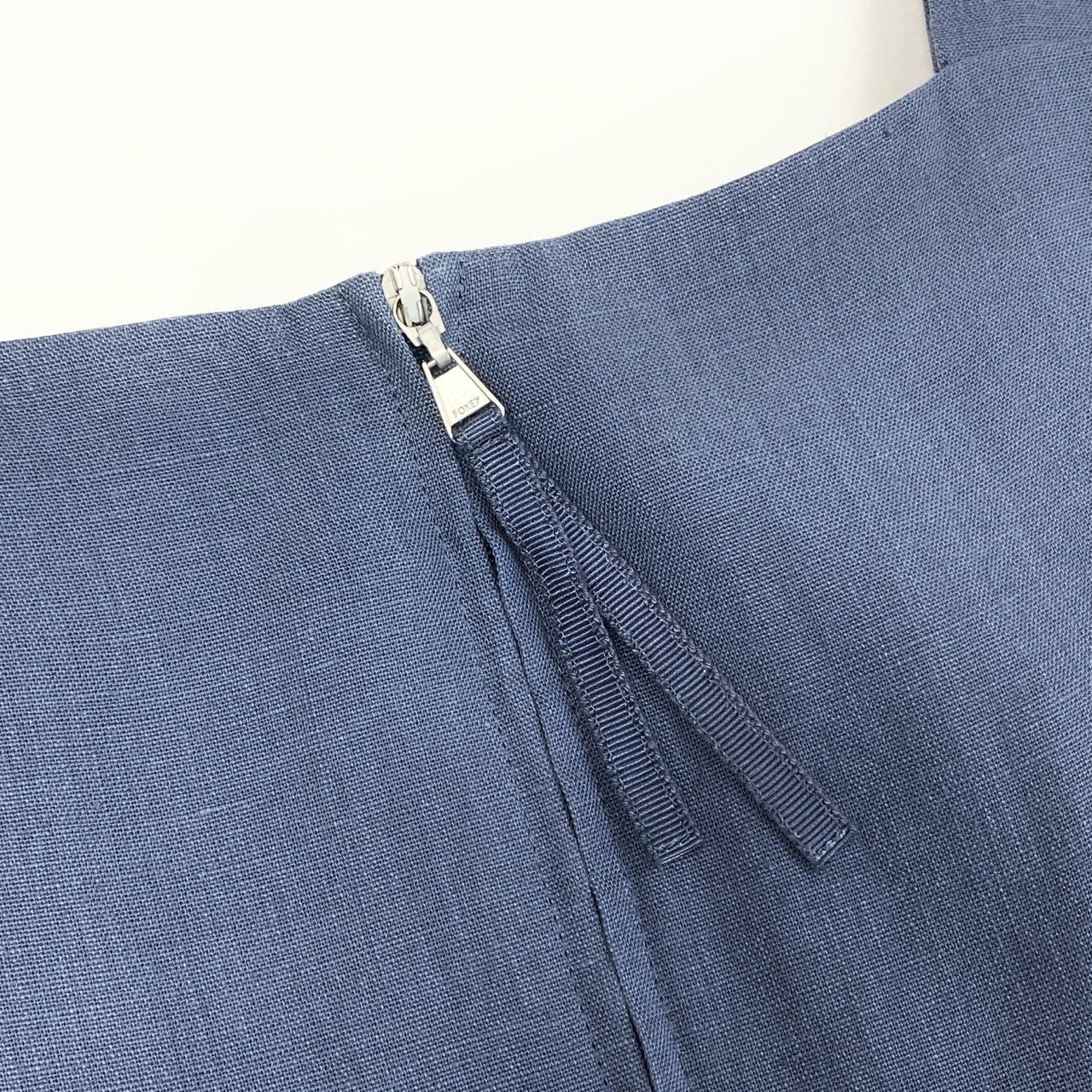 76k20 《 20周年 限定品 》 FOXEY フォクシー GINZA 20TH Soleil ソレイユ ドレス リネンワンピース 38278 40 ブルー 日本製