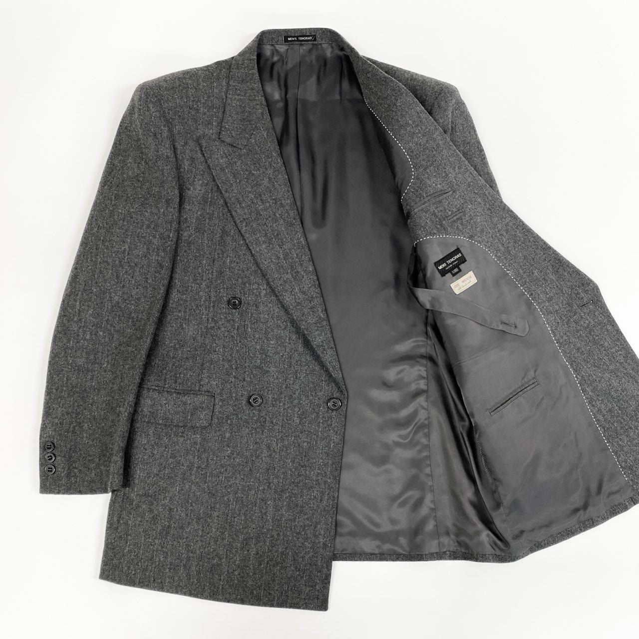 79j9 MEN’S TENORAS メンズティノラス スリーピース スーツセットアップ ダブルプレスト テーラードジャケット ジレ スラックス XL グレー メンズo07t