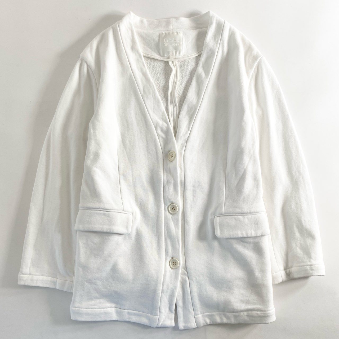 19d4 定価¥30,800 Drawing Numbers ドローイングナンバーズ 23SS スウェットカーディガン スエットカーデジャケット 38 ホワイト GGZ1031107A0009 日本製
